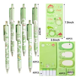 CHUNLINLAODA Frog Stationery Set - Including 550 Sheets Frog Sticky Note, 6 Pcs Frog Ball Point Gel Pens, Cute Office Supplies, Back to School Office Gift for Kids Classmate Student Teacher