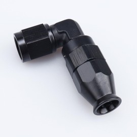 AC PERFORMANCE Tight Radius Aluminum -4 AN 90 Degree Swivel Forged Fuel Oil PTFE Hose End Fitting Black for Teflon Hose