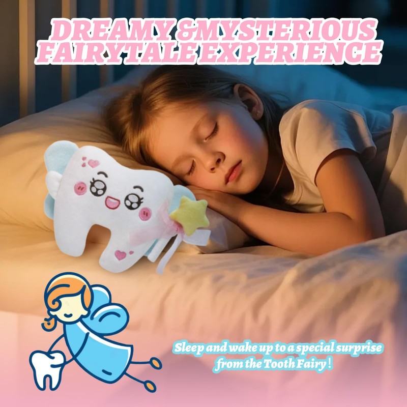 Yulefly Tooth Fairy Pillow Plush Doll for Girls Lost Teeth