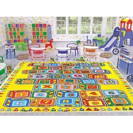 champion rugs Kids/Baby Room/Daycare/Classroom/Playroom Sit Spot Area Rug. Abc's Alphabet. Numbers. Blocks. Educational. Fun. Play Mat Non-Slip Back Bright Colorful Vibrant Colors (5’ X 8’)