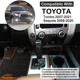 Car Shifter Gear Hand Brake Trim Cover Compatible with Toyota Tundra 2007-2021 Sequoia 2008-2020 Center Console Gear Shift Head Protection Cover Automatic Gear Shift Knob Cover Interior Accessories