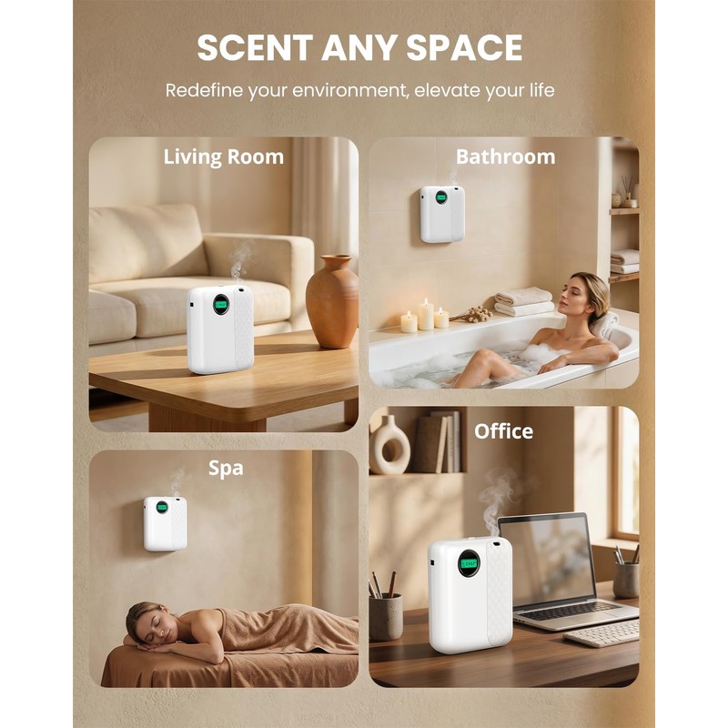 RoyAroma Waterless Essential Oil Diffuser for Home & Office, Smart