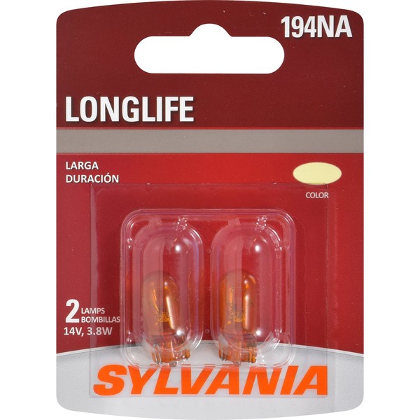 SYLVANIA - 194NA Long Life Miniature - Amber Bulb, Ideal for Parking, Side Marker and More (Contains 2 Bulbs)