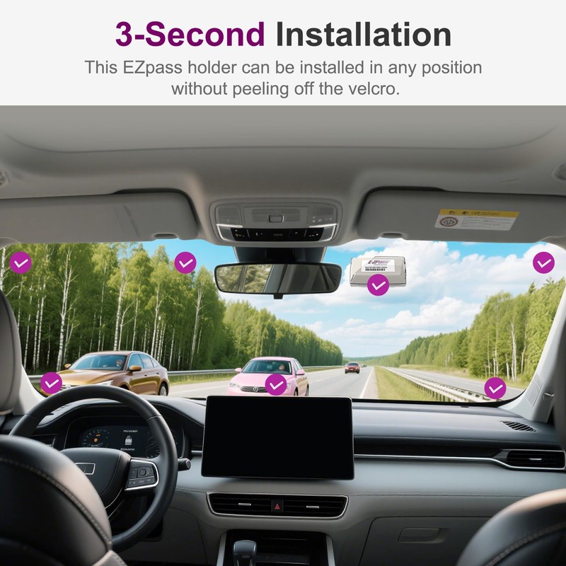 FLLIK EZ Pass Holder for Windshield, Transponder Holder for Car,