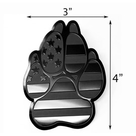 eVerHITCH American Metal Flag Dog Paw K9 Unit Auto Fender Emblem for Cars Trucks (3"x4", Black)