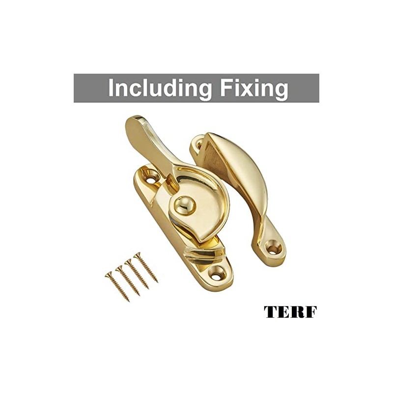 TERF® Traditional Vintage Polished Brass Sash Window Lock Catch Latch