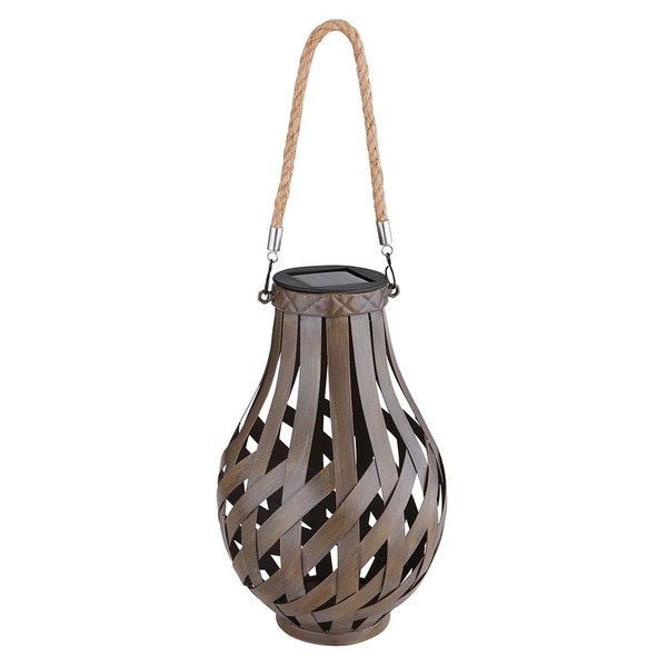 Garden Decoration Lantern Solar Lantern with Bamboo Mesh for Hanging