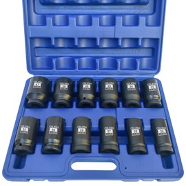 CDLXSH 3/4 Inch Drive Impact Socket Set, 12 Pcs Metric Deep Impact Sockets