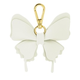 [tonecraft] 蝶々 バイカラー バッグチャーム シンプル バタフライ オーソドックス キーホルダー 人気 おしゃれ 可愛い ちょう PUレザー (ホワイト)