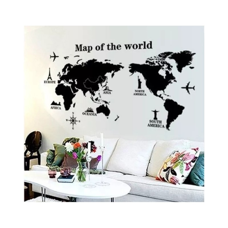 DaraBaby Vinil Decorativo Sala Habitación Estancia Mapa Mundial Mural