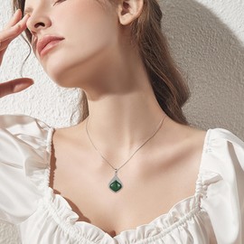 Green Teardrop Necklace Sterling Silver Cubic Zirconia Teardrop Pendant Necklace Red May Birthstone Jewellery Gifts for Women Girls