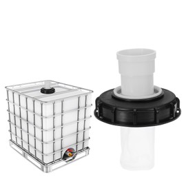 MECCANIXITY 163mm IBC Lid Filter Cover, Straight Plastic IBC Tote Hose Adapter 1000L Rainwater Tank Container with Washable Nylon Filter for 275 Gallon Water Tanks, Black/White