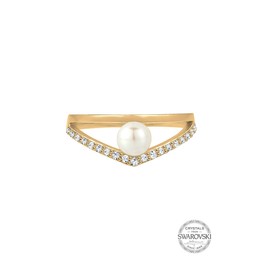 Elli 0602382318 Women's Solitaire Annual Ring Crystal, Silver plated, Glass