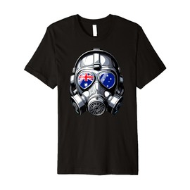 Mens Australian Flag Australia Pride Heritage Man Gas Mask Premium T-Shirt