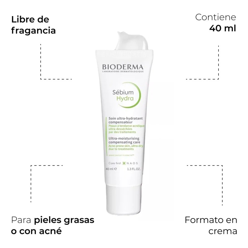 Bioderma Sébium Hydra Crema Hidratante Y Calmante Acné 40ml Acneica