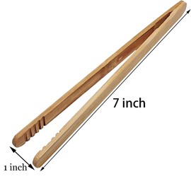 12 Pcs Bamboo Tongs 7 Inch Bamboo Toast Tongs for Serving Pickle Muffin, Cheese Fruits Salad, Toast & Bread