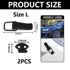 Kewucn 2 PCS Car Bumper Clip Hasp, Durable Carbon Fiber Auto Bumper Security Hook Lock Clips, Universal Quick Release Front Rear Bumper Trunk Fender Fasteners Clip Kits (Black, L)