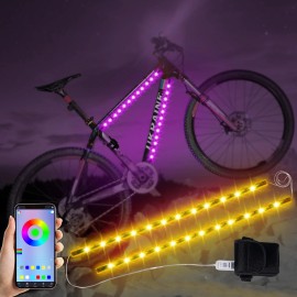 Martronic 2-Pack LED Bike Frame Lights Kit for Night Riding, 47 Flashing Modes Colorful