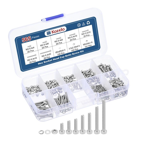 Kozelo 565pcs M2 Socket Head Cap Screws Bolts Nuts Assortment