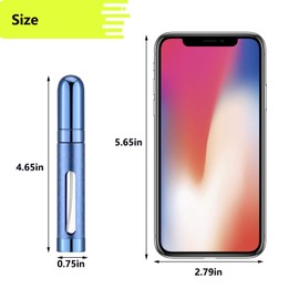 Lil Ray 12ml Portable Mini Perfume Atomizer(6 PCS)，Refilable Small Spray Bottle for Travel, Empty Pocket Cologne Sprayer, Glass inner and Aluminum Housing（0.4Oz,Pack of 6 with different colors）