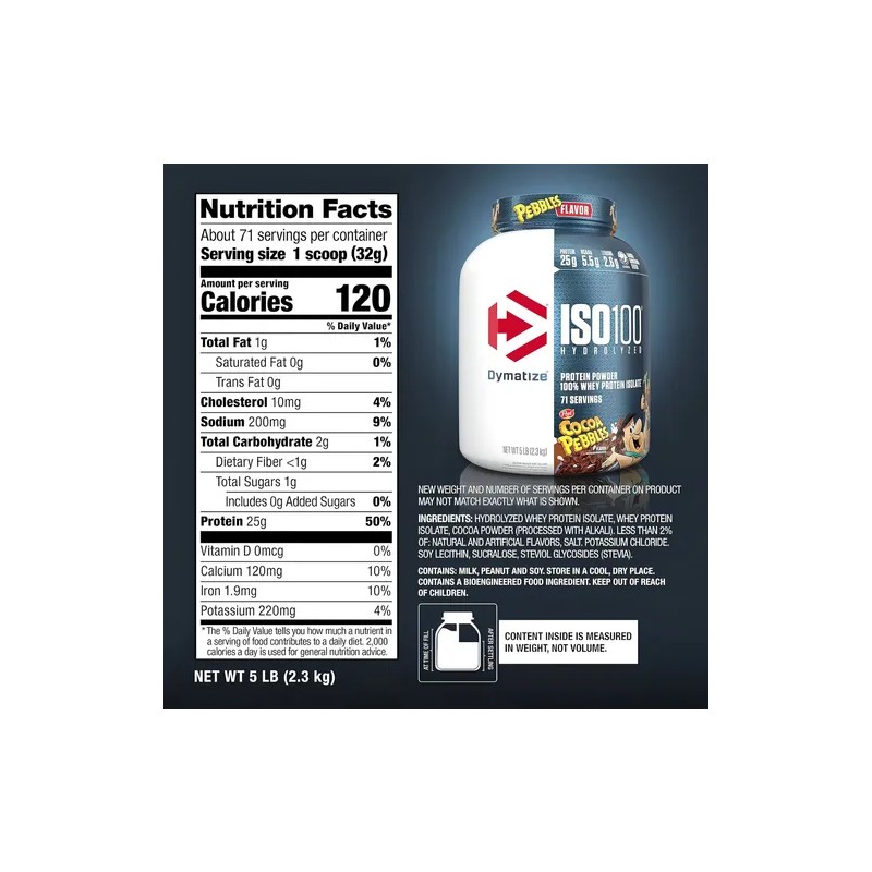 Proteína Dymatize ISO-100 Hidrolizada de 3 lb, Sabor Cocoa Pebbles