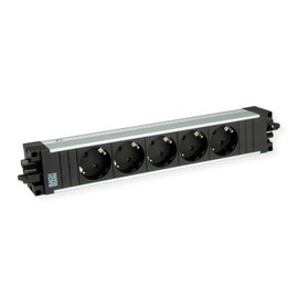 BACHMANN Step 906.19145 Socket Strip Aluminium 5-Way GST18 Black (Modular Plug-In System with Versatile Application and Robust Aluminium Profile)