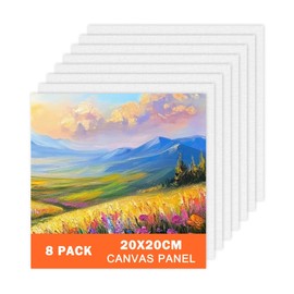 Canvas for Painting, 8 Packs Blank Canvas Paper - 20x20cm, Art Small Canvases for Painting Cotton Oil Painting Paper for Acrylic & Oil Paint & Wet Water Art Media, Hobby Painters and Beginner