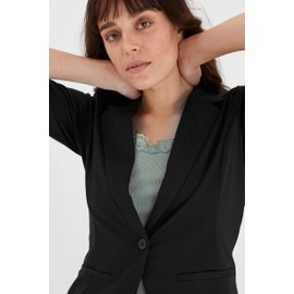 fransa FRZablazer Women's Blazer Short Blazer Jacket with Stretch Ruffled Sleeves with Pockets, Black (60096), XXL