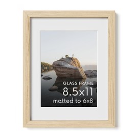 HAUS AND HUES 8.5x11 Picture Frame with Real Glass & American Oak Matted to 6x8-8.5 by 11 Picture Frame Wood - Includes Vertical & Horizontal Hang - Ideal for Home, Office (8.5x11 in, Natural)