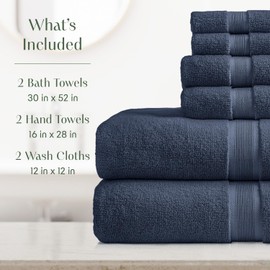 Springtree Home Luxury Viscose from Bamboo Bath Towel Set 6 Piece Set | 35% Viscose from Bamboo - 65% Cotton | Absorbent Quick-Dry Towels for Bathroom | Oeko-TEX Standard 100 Cotton | French Blue