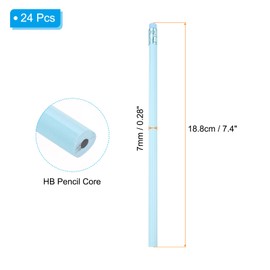 PATIKIL Round Pencils 24 Triangular HB Graphite Pencils Wooden Pencils with Eraser for Classroom Office Composition Drawing Supplies Blue