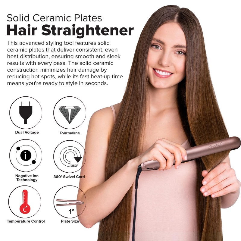 JOYA MIA Diva 1" Ceramic Hair Straightener - Portable, Lightweight