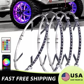 Gearzaar Set 4x 15.5'' RGB Wheel Ring Light LED Kit For Truck Car Rim Light Bluetooth APP