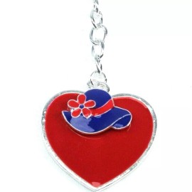 Unbranded Red Heart Purple Hat Charm Keychain Key Ring Society Ladies