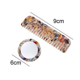 1Pc Mini Mirror Comb Set Round Travel Mirror Pocket Mirror Comb Makeup Comb Mirror Portable Compact Cosmetic Mirrors Wide Tooth Comb