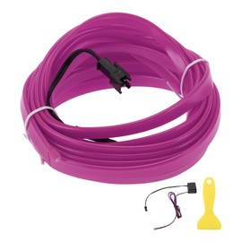 X AUTOHAUX 5m EL Wire Cable LED Glow String Light Car Interior Lighting Strip Flexible Neon Light for Car Decoration Wiring Driver(12v) Purple