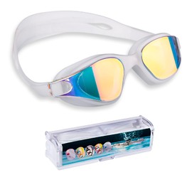 Lynarc Swimming Goggles - Polarized Anti-Fog Waterproof UV Protection Men Women Youth Swimming Goggles Adult Swimming Pool (White)