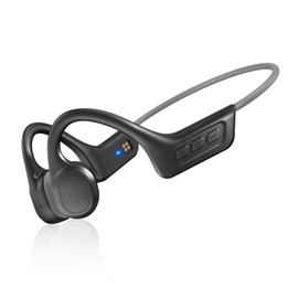 SilisoundTek - Auriculares de conducción ósea Bluetooth, IPX7 mejorados, impermeables, inalámbricos, auriculares abiertos Bluetooth 5.3 con micrófono, tiempo de reproducción de 10 horas para correr,