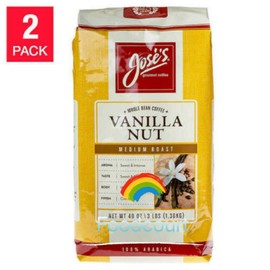 Jose's 2 Packs Jose’s Vanilla Nut Whole Bean Coffee 3 LB Each Pack