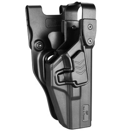 Level II/III Duty Holster Compatible with Glock 17/19/19x/23/31/32/45(Gen1-5), G22(Gen1-4), Holster for Duty Belt, Not Fit G22 Gen5,Ride Height Adjustable, Kydex&Polymer Available, Material Optional
