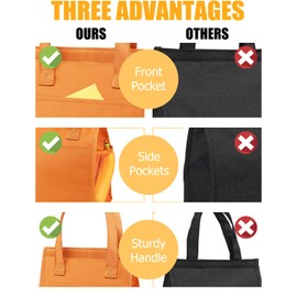 Fmeida Insulated Lunch Bag for Women Cooler Lunch Bag Thermal Adult Lunch Totes Reusable Lunch Boxes for Office College Beach Travel | Medium Orange Front&Side&Interior Pocket