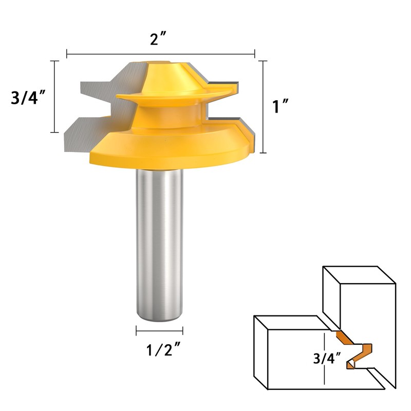 45 Degree Lock Miter Router Bits 1/2 Inch Shank Lock