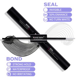 Eyelash Glue and Protector for Cluster Eyelashes Eyelash Glue Individual Eyelashes Bond and Seal Waterproof Quick Drying 48 Hours Hold Lash Glue (Bond + Seal, 5 ml + 5 ml)