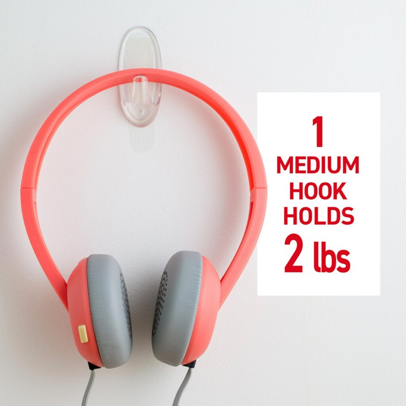 Command Clear Medium Hooks, 7 Hooks, 12 Strips - Easy