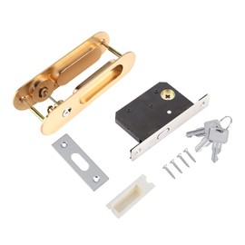 Pocket Door Lock with Key Sliding Door Lock with 3 Keys Invisible Recessed Handle Pocket Sliding Door Lock for Bathroom Kitchen Wood Furniture Hardware