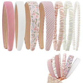Coollooda Women's Hair Accessory, 7-Piece Cute, Hair Accessory, Ribbon, Headband, Pearl, Stylish, Adult, Women's, Wide Ribbon, Simple, Large, Painless, Graduation, School Entrance Ceremony, Birthday