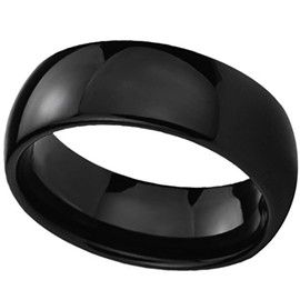 DoubleAccent 8mm Titanium Wedding Bands Promise Rings Black High Polished Classy Domed Comfort Fit Ring