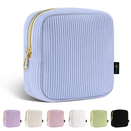 Small Cosmetic Bag, Corduroy Cosmetic Bag, Make Up Organiser Bag, Metal Ring Zipper, Mini Travel Accessories, Beauty Gift Sets, Toiletry Bag for Women, Girls, Women, Birthday, blue