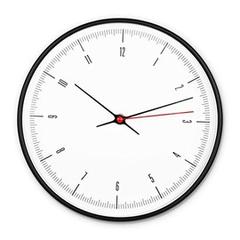 K&L Wall Art Silent Wall Clock Kitchen Black White Durable Quartz Clock Movement Red Second Hand without Ticking Noises Living Room Wall Clocks Modern Office Bedroom Diameter 25 cm Round (Black/White)