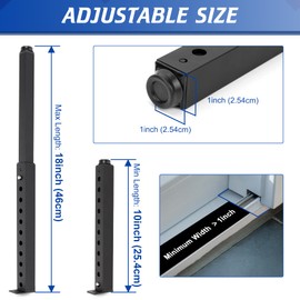 Wintcomfort Adjustable Window Security Bar, Heavy Duty Sliding Window Security Lock for Window Safety, Patio Door, Apartment Vertical and Horizontal Window Safety Bar Extends Form 10" to 18" (Black)